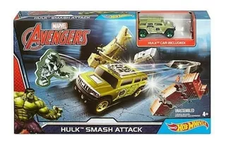 Conjunto De Pista Y Vehiculo-hot Wheels-marvel Avengers Hulk