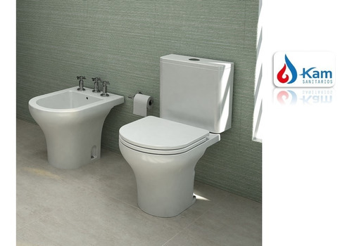 Imagen 6 de 10 de Juego Veneto Ferrum Inodoro Sin Tapa + Depósito Dual + Bidet