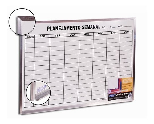 Quadro Branco 60x90 Planejamento Semanal