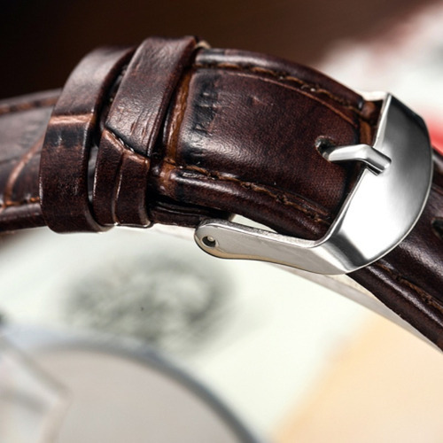 Relógios De Quartzo Masculinos Impermeáveis Kingnuos Leather Cor Do Fundo Marrom/preto
