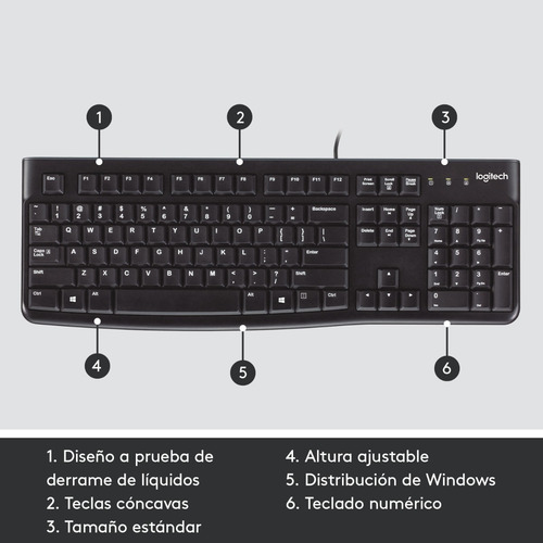 Imagen 7 de 9 de Teclado Logitech K120 QWERTY español España color negro