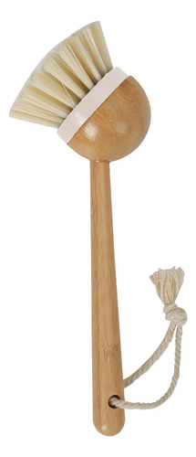 Escova De Limpeza Redonda Com Cabo Longo De Bambu - Oikos Cor Branco