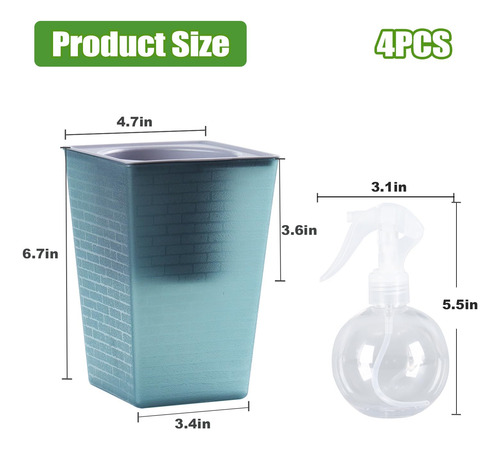 Maceta De Riego Automático, 4 Piezas, 15 Cm, Patrón Ladrillo