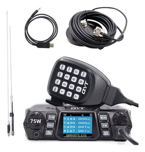 Radio Móvil Transceptor Radio Base Uhfvhf Ham 75w+antena96cm