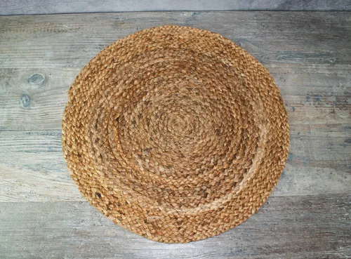 Alfombra Artesanal Circular De Yute Natural 60cm