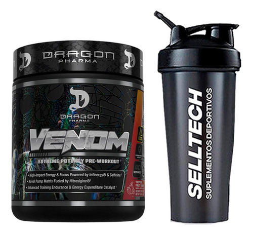 Pre Entreno Dragon Pharma Venom 40 Serv Fruit Punch + Shaker