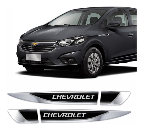 Adesivo Emblema Chevrolet Onix E Prisma Resinado Cromado Aplique Lateral Par Res03 Fgc