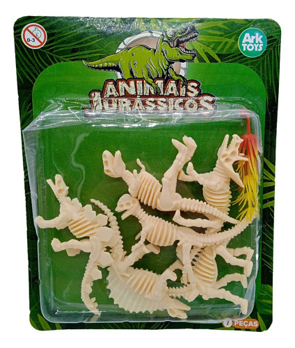 Dinossauro Esqueleto Fossil 7pç Brinquedo Plástico Miniatura