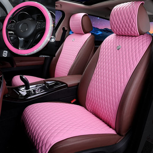 Leathers Funda Asiento Universal Volante Rosa Para Automovil