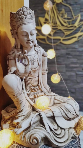 Buda Shiva Protector Grande 62 Cm Exterior E Interior Blanco