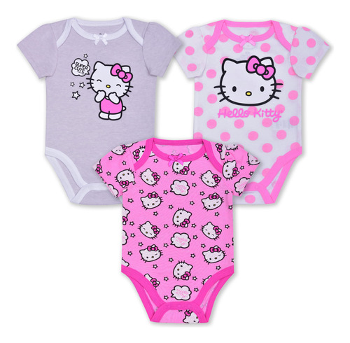 Hello Kitty Paquete De 3 Mamelucos Para Recin Nacidos Y Bebs