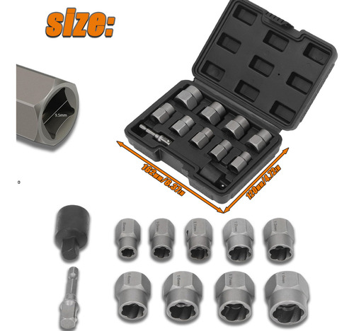 Juego Puntas Allen 8-19mm Toma 11pcs Extractor Pernos Tuerca
