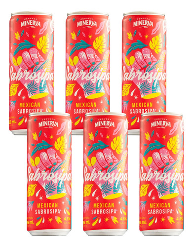 Six Pack Cerveza Minerva Sabrosipa Slim Lata 355 Ml