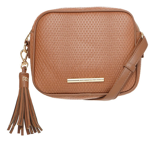 Bolsa Feminina Rafitthy Transversal Pequena Tressê Cor Café