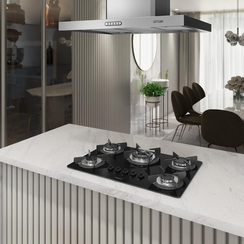Cooktop Fogatti Safe Ferro Fundido 5 Bocas Tripla Chama Glp Cor Preto 127/220V