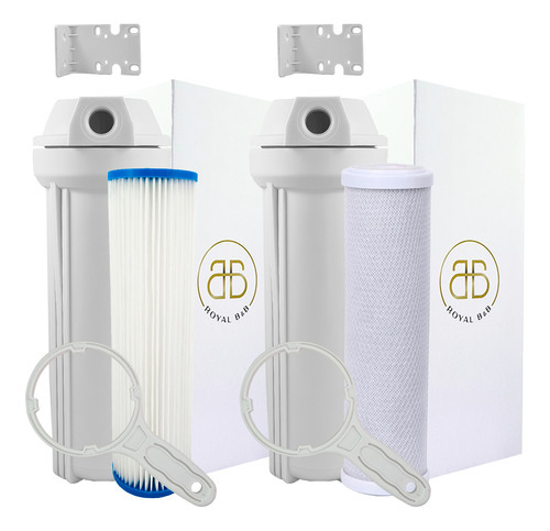 Kit 2 Filtros Para Caixa Dágua 2 Lavável 4 Carvão Ativado Cor Branco