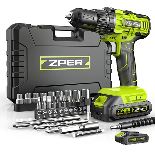 Furadeira de Impacto ZPER 21V 17000 BPM 2 Baterias Li-ion Verde