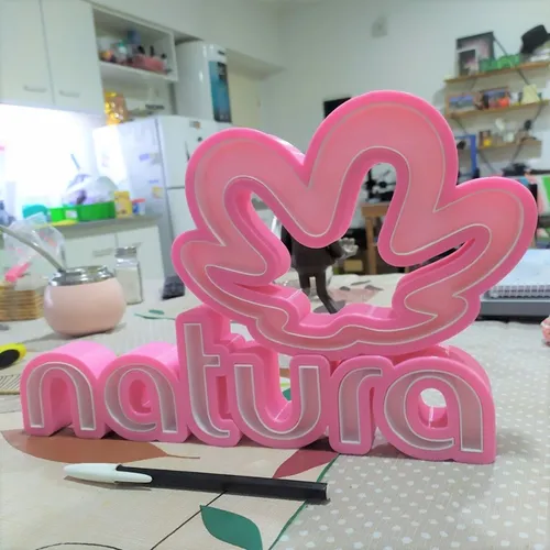 Cartel 3d, 2 Colores Logo Natura 50x30cm Decorativo