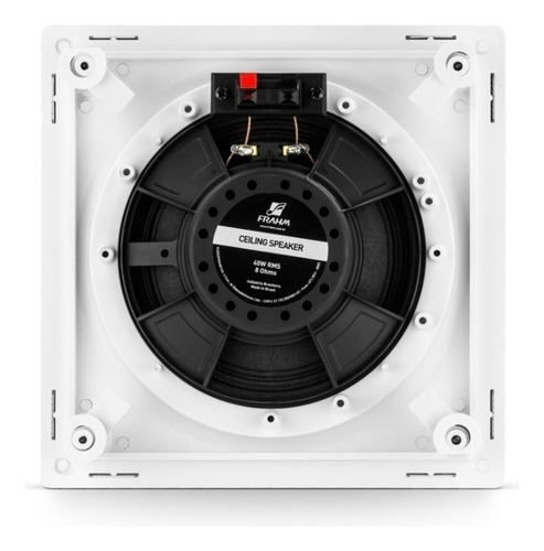 2 Caixa Embutir Quadrada Som Ambiente Teto 40w Rms Frahm Cor Branco