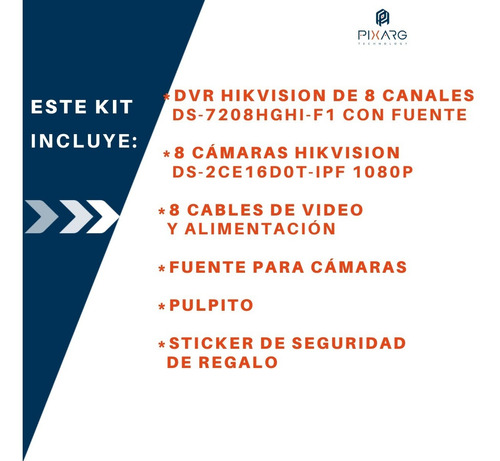 Imagen 3 de 7 de Kit 8 Camaras 2mp 1080p Ext Hikvision Dvr Fullhd Lite P2p Qr