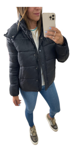 Campera Puffer Corta Verde Negra The Big Shop