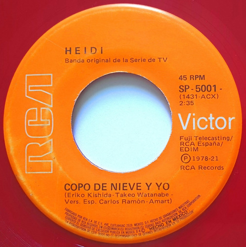 Heidi Copo De Nieve Y Yo / En La Tarde (vinil) Serie Tv 80 (Usado)