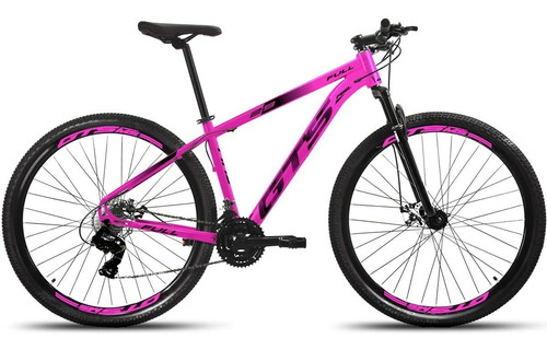 Mountain bike GTS Feel Full aro 29 17 24v freios de disco mecânico cor rosa