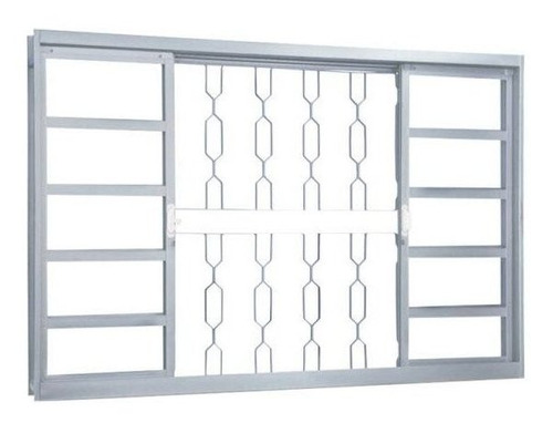 Janela De Aço De Correr 100x150cm 4 Folhas Com Grade Minas