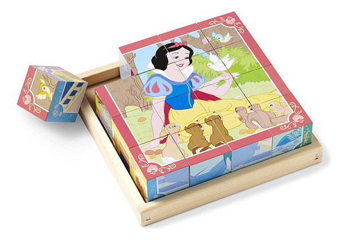 Melissa Doug Disney Princess - Cubo De Madera Con Bandeja De
