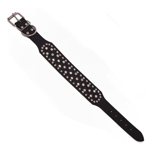 Collar Perro Con Diamantes Eco Cuero 2xl Negro Mascan Negro