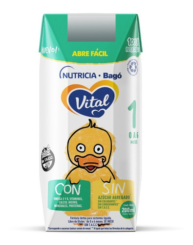Imagen 1 de 2 de Leche Liquida Vital 1 X 2 Packs De 24 Bricks 200ml 0 A 6m
