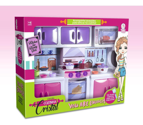 Brinquedo Cozinha Copa Completa Rosa Menina Lua De Cristal