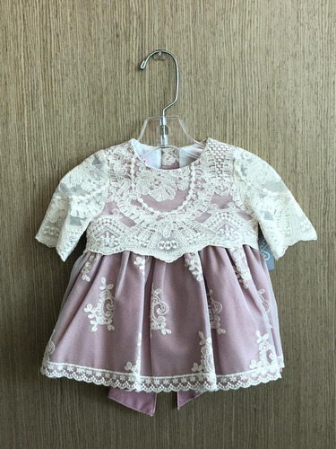 Conjunto Niña Bebe Tul Bordado Rosa, De Besos