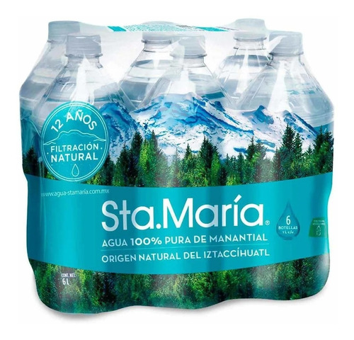 Agua De Manantial Sta María 6 Pack 1l