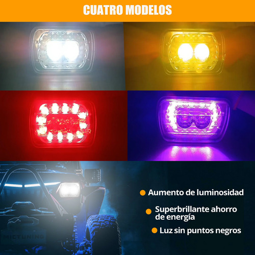 2 Faros Unidad Cuadrada Rectangular Leds 5x7 Alta/baja