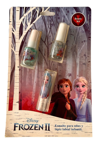Set De Regalo Con 2 Esmaltes Frozen Ii + 1 Labial  Disney