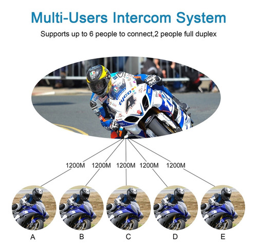 Casco Moto Bluetooth Interfono Comunicador