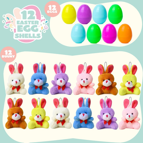 12 Huevos De Pascua Rellenos Con Conejo De Felpa,conejito