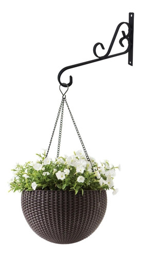 Gancho Suporte Rústico P/ Plantas De Parede 20cm Preto