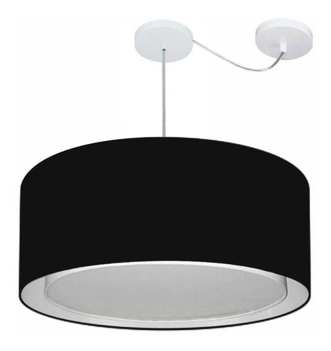 Lustre Pendente Cilíndrico Md-4311 60x30cm Preto - Bivolt