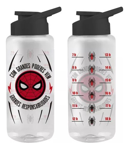 Garrafa Squeeze Marvel Spider Man Homem Aranha 1l Tampa Pret