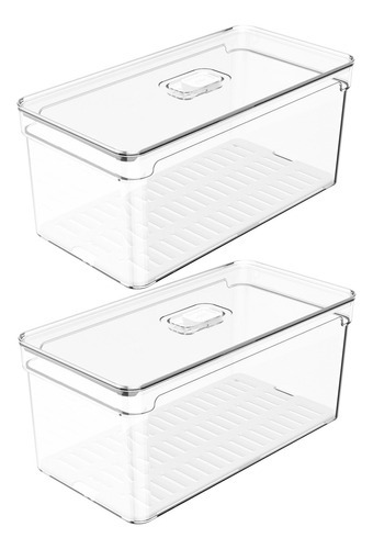 2 Organizadores De Geladeira 5l Porta Frutas Clear Fresh Ou