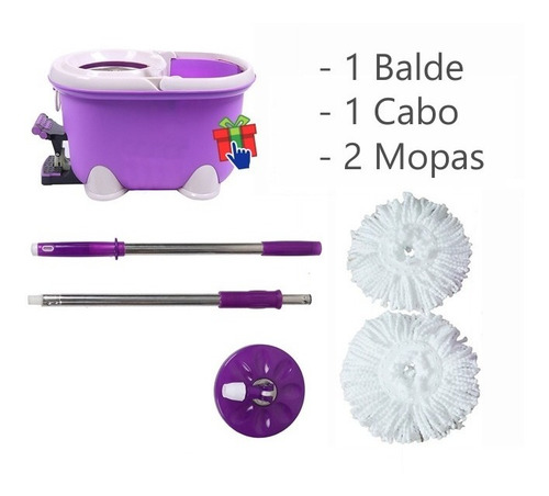 Imagen 6 de 8 de Mopa Centrifuga A Pedal Balde Trapeador Lampazo Turbo Acero