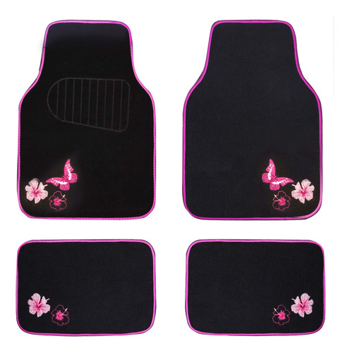 Tapete Universal Para Automovil Mariposa Mujer 4 Pieza