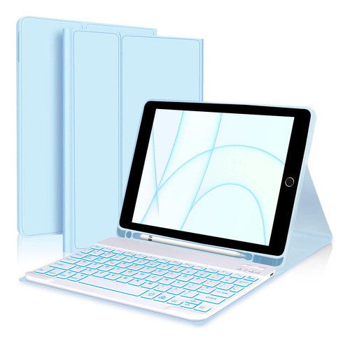 Funda Con Teclado Boriyuan / Para iPad 10.2 / Sky Blue