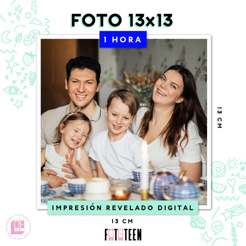 Impresión Revelado Digital 1 Hora Pack 20 Fotos 13x13 Cm