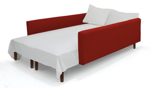 Sala Esquinera Inova Sillon Futon Sofa Cama Convertible Color Rojo Diseño De La Tela Loneta