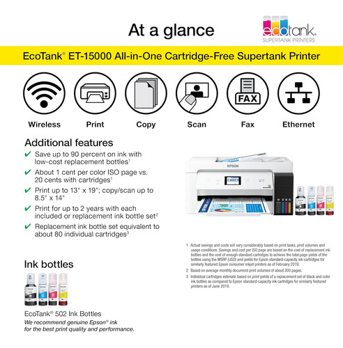 Epson Ecotank Et-15000 Wireless Color All-in-one Supertan...