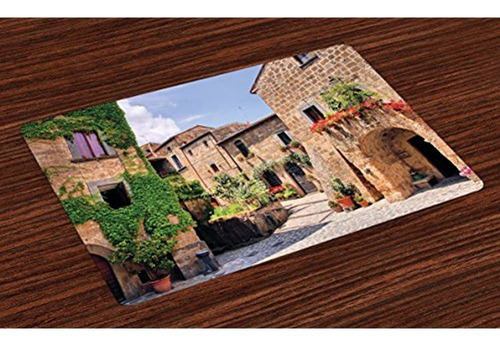 Lunarable Tuscany Place Mats Set De 4 Calles Italianas En El