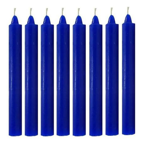 8 Velas Palito - Velas Brancas, Coloridas E Bicolor Com 18cm Cor Azul-marinho